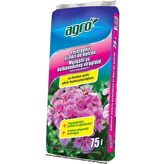 AGRO muskátli és balkonnövény virágföld 75 l