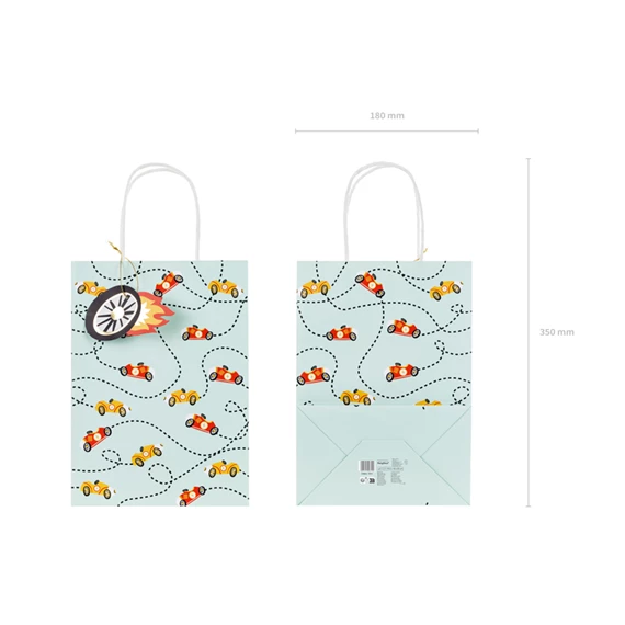 Ajándéktasak autók, 10,5x18x25 cm, mix