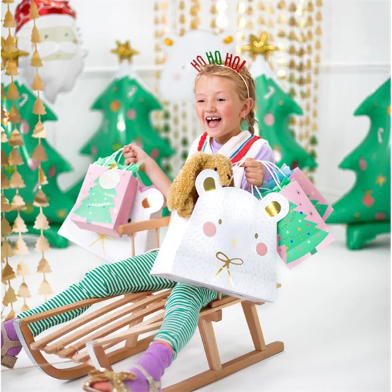 Ajándéktasak jegesmedve, vegyes, 31,5x27x10 cm