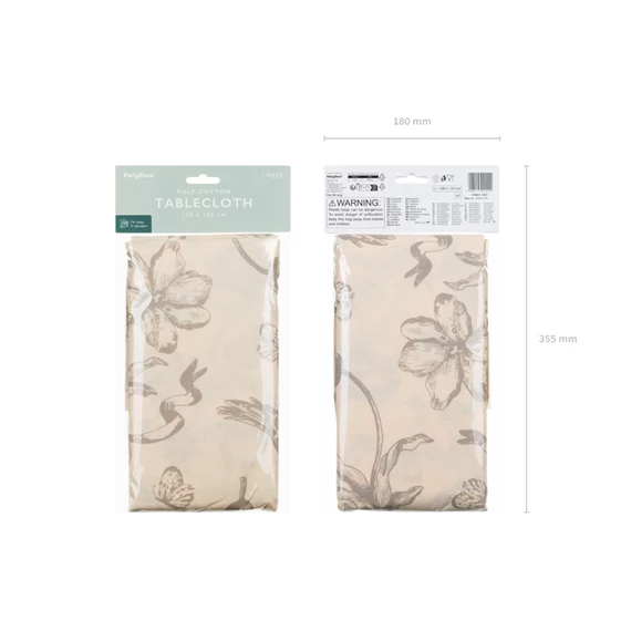 Asztalterítő bézs virágokkal 180x120 cm