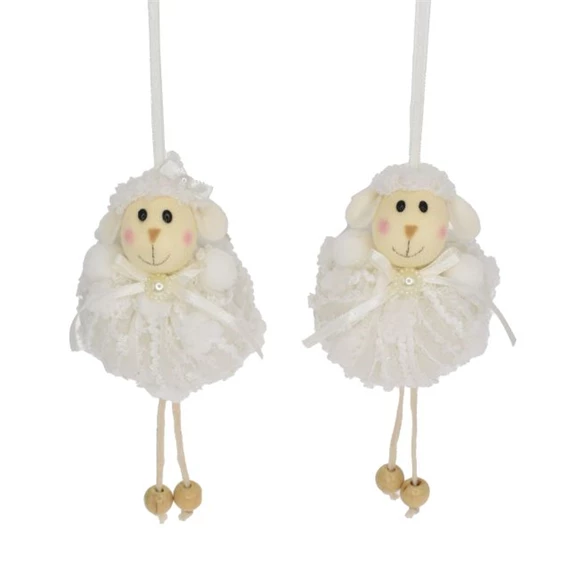 Bárány csipke ruhában, akasztós 15 cm 2 féle