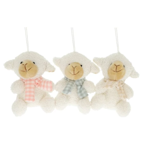 Bárány kockás sállal, akasztós 11 cm 3 féle