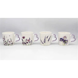 Bögre levendula mintás 400 ml 11x9,5x9,5 cm 4 féle