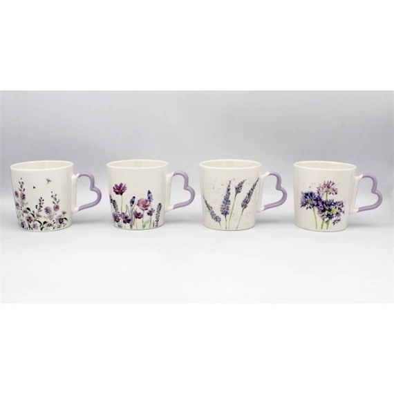 Bögre levendula mintás 400 ml 11x9,5x9,5 cm 4 féle