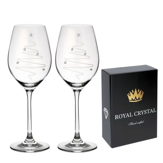 Boros pohár Swarovski kristállyal, karácsonyi 360 ml 22,5x8 cm S/2