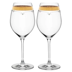 Boros pohár Swarovski kristállyal, arany szegéllyel 470 ml 24x9,3 cm S/2