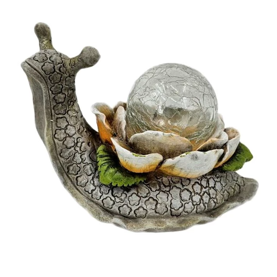 Csiga virággal, LED-es gömbbel 20x11,5x16,5 cm