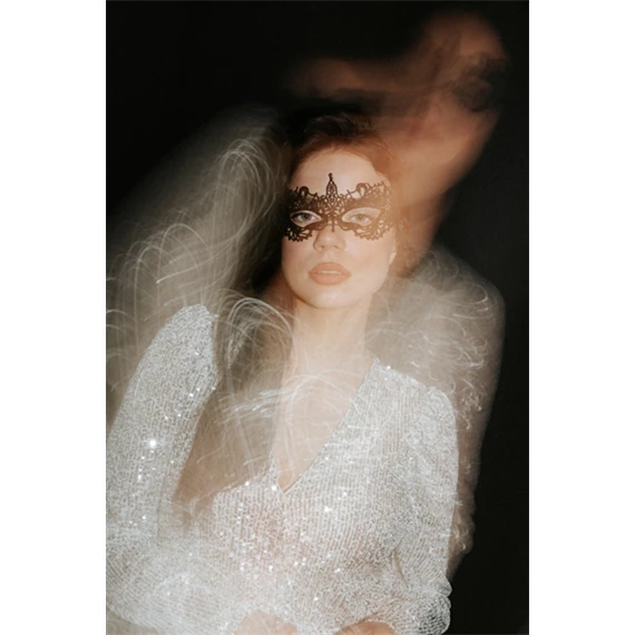 Csipke karneváli maszk fekete 20x7,3 cm