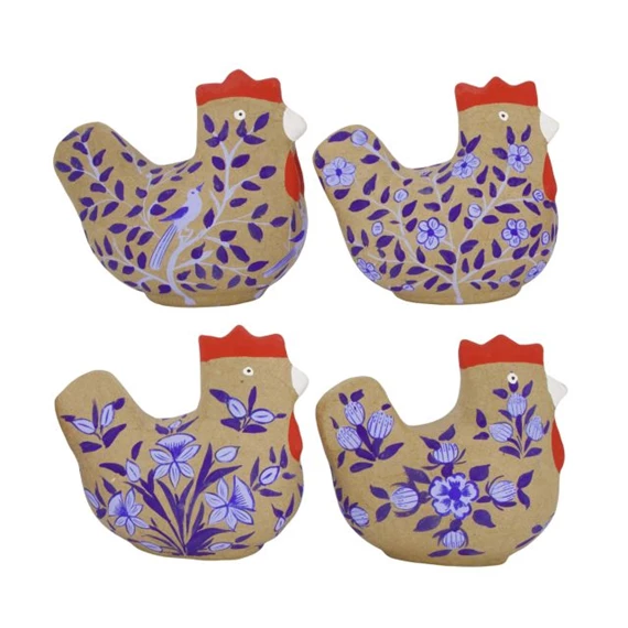 Csirke festett mintával 18x12x16 cm 4féle