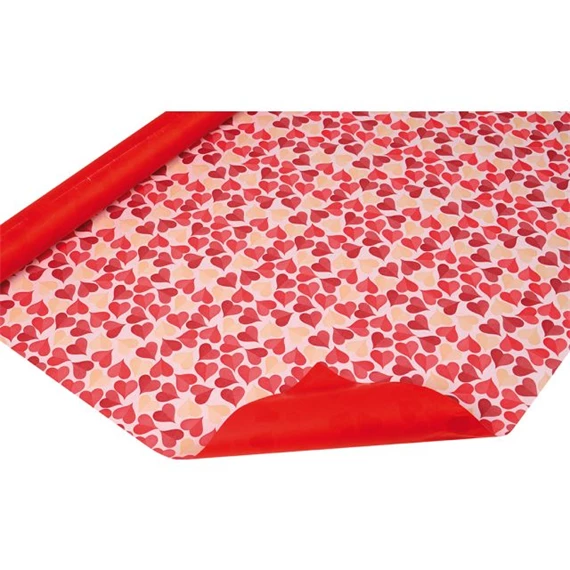 Csomagolópapír szív mintával, vízálló 0,8x20 m