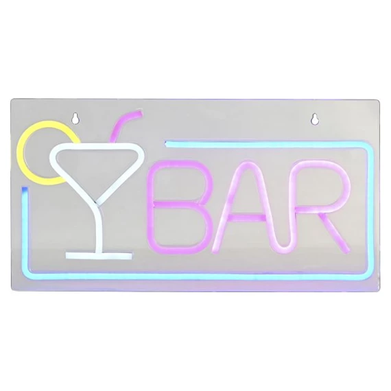 Dekoráció Bar felirat LED-es 42x1,5x22 cm