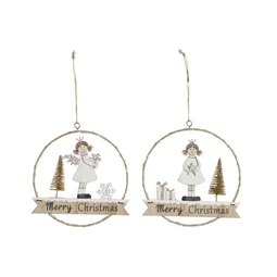 Dekoráció LED-es, akasztós angyal 16x2x17 cm 2 féle