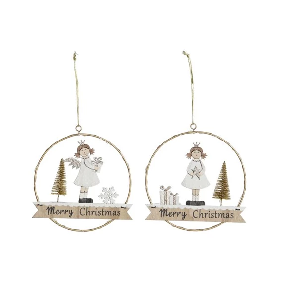 Dekoráció LED-es, akasztós angyal 16x2x17 cm 2 féle