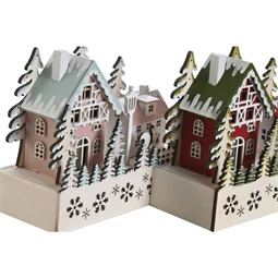 Dekoráció LED-es ház 21x9,5x19 cm 2 féle