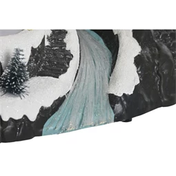 Dekoráció LED-es város, zenélő, mozgó 33x31x38 cm