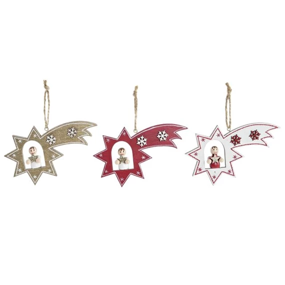 Dekoráció akasztós csillag 17x11x32 cm 3 féle