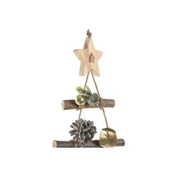 Dekoráció akasztós stilizált fenyő LED-es 58x6x80 cm