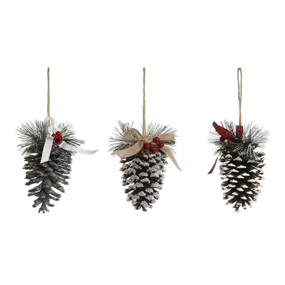 Dekoráció akasztós toboz 7x7x11 cm 3 féle