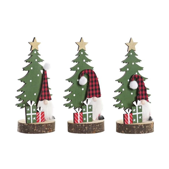Dekoráció fenyőfa 8x8x19 cm 3 féle
