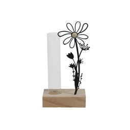 Dekoráció kémcsővel, virággal 8x5,5x16 cm