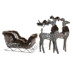 Dekoráció szett LED-es rénszarvas 58x30x30 cm S/3