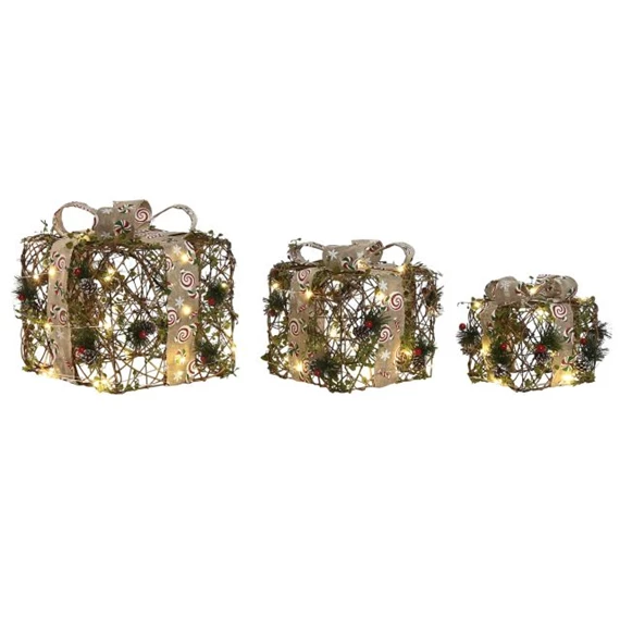 Dekoráció szett ajándékdoboz 30 LED-es 26x26x30 cm S/3