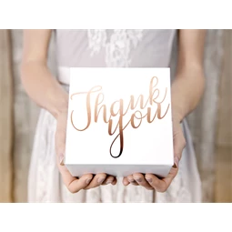 Dekoratív tortadobozok köszönöm rózsaarany 14x8,5x14 cm S/10