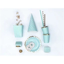 Dobozok popcornhoz csíkos világoskék 7x7x12,5 cm S/6