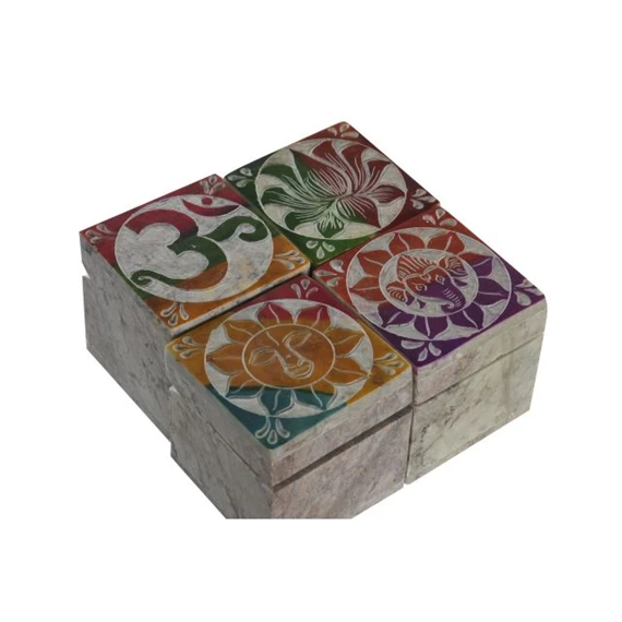 Ékszertartó köves lótusz, vésett 5x5x5 cm 4 féle