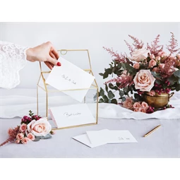 Esküvői kártyadoboz arany 13x21x21cm