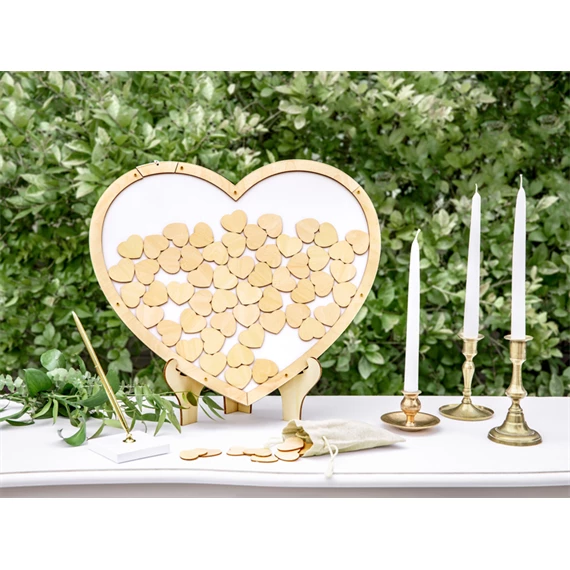 Fa vendégkönyv szív alakú 44x37,5 cm