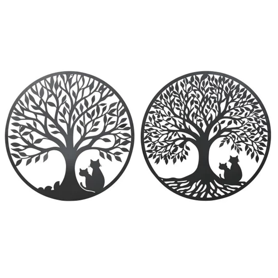 Fali dekoráció, életfa macskákkal 100x1x100 cm 2 féle