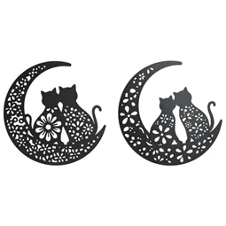 Fali dekoráció, macskák félholdon 40x1x40 cm 2 féle