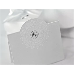 Elsőáldozási meghívó, fehér, díszített S/10