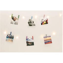 Fényfüzéres fényképtartó mini csipeszekkel 2,5 m