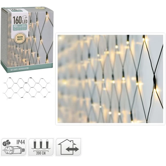 Fényháló adapterrel, 160 LED-es, kültéri-beltéri 1x2 m