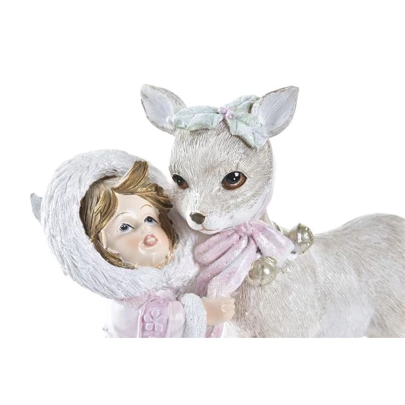 Figura kislány őzzel 12x6x13 cm