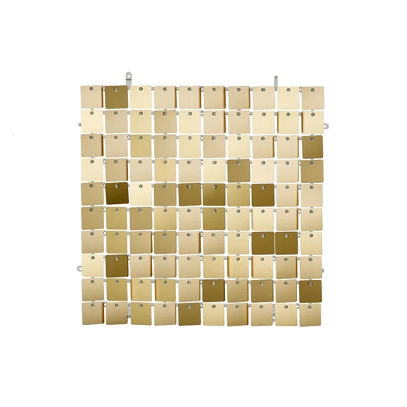Flitter háttérpanel négyzet alakú világos arany 30x30 cm