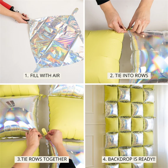 Fólia lufi függöny kétoldalas négyzet, rózsaszín-piros, 35x35 cm S/4