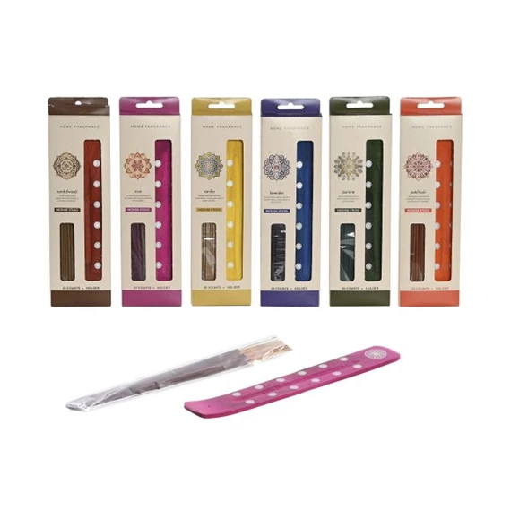 Füstölő pálca szett talppal 8x28x1 cm 6 féle S/20