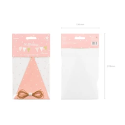 Girland papír 1,3 m arany,fehér,rózsaszín