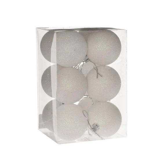 Gömb dobozban, glitteres 6 cm S/12