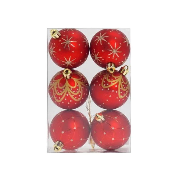 Gömb mintával, matt, glitteres 6 cm S/6