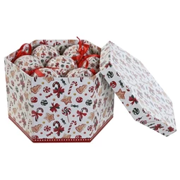 Gömb szett mintás, akasztós 25x21,5x15,5 cm S/14