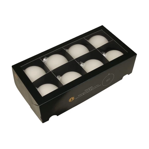 Gömb 8 cm white satin S/8