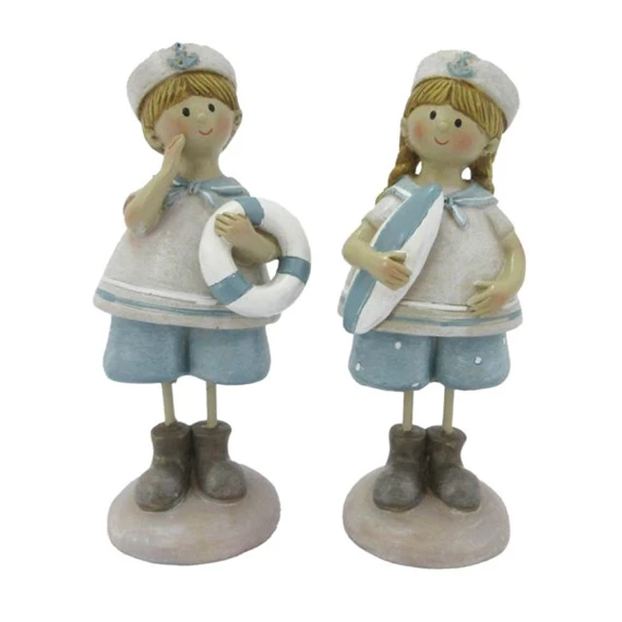 Gyerek fiú, lány, matrózruhában mentőövvel álló 5x4x12,5 cm 2féle