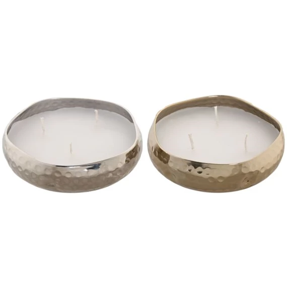 Gyertya fém tartóval 12x12x3,5 cm 2 féle