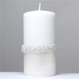 Gyertya henger, 3D virág mintával 7x14 cm