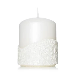 Gyertya henger, 3D virágmintával 7x9x7 cm