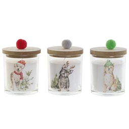 Gyertya pomponnal, kutyás 8x8x11 cm 2 féle